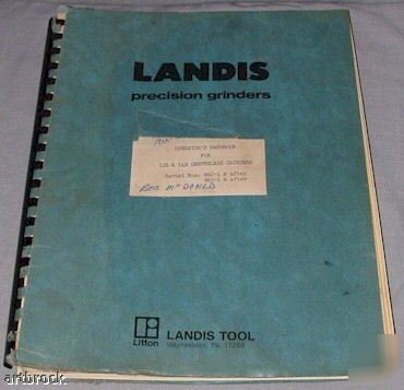 Landis 12R 14R centerless grinder operator & parts man