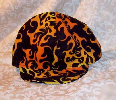 Yellow & org flame welder welding biker hat, your size